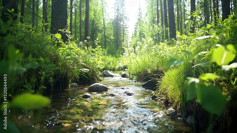 Obraz premium Sunlight Stream Through Lush Forest