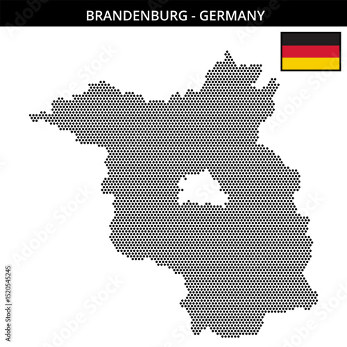 Small hexagonal dotted map of brandenburg in Germany