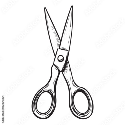 scissors silhouette shape, black vector illustration of hand-operated shearing tools