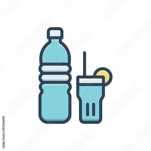 Color illustration icon for softdrink