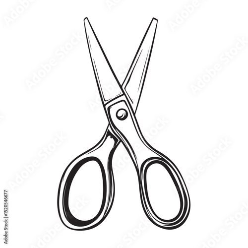 scissors silhouette shape, black vector illustration of hand-operated shearing tools