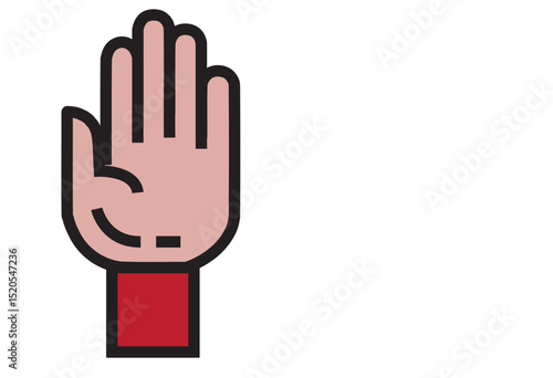 Hand Line Art with Palm Facing Front. Editable Clip Art.