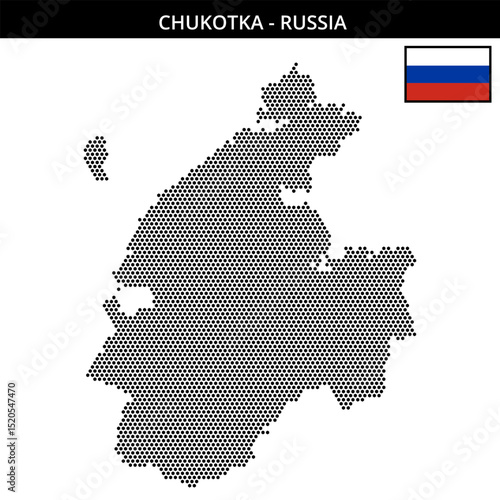 Small hexagonal dotted map of Chukotka in Russia