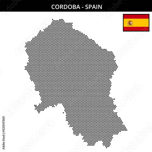 Small hexagonal dotted map of cordoba in Spain