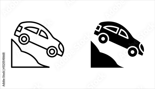 Vector line set of icons related with car accident, vector illustration on white background.
