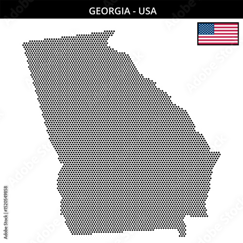 Small hexagonal dotted map of georgia in the USA