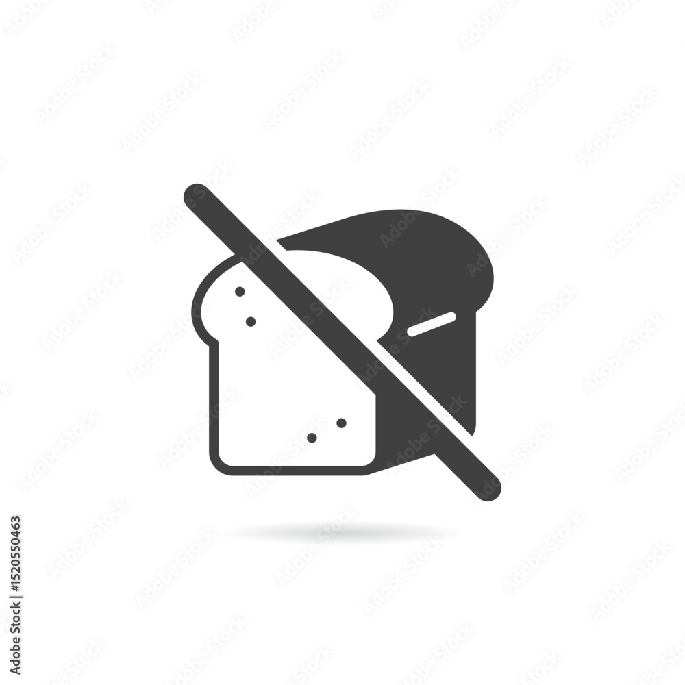 Vector Isolated No Bread Icon Vector Isolated No Bread Icon
