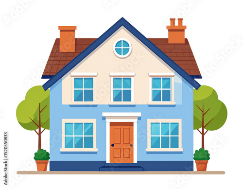 Cartoon house illustration home residential building real estate design