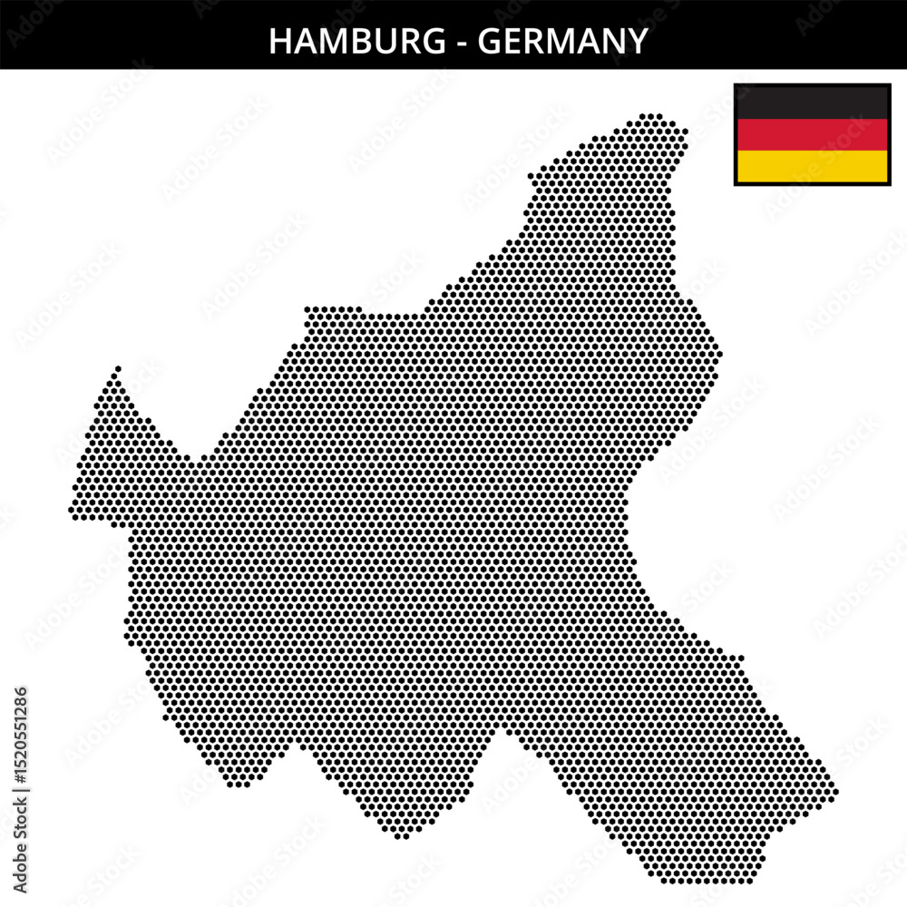 Fototapeta premium Small hexagonal dotted map of hamburg in Germany