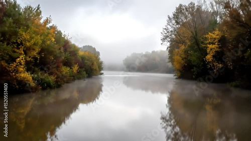 Wallpaper Mural Autumn Foggy Lake Scenery With Colorful Trees Torontodigital.ca