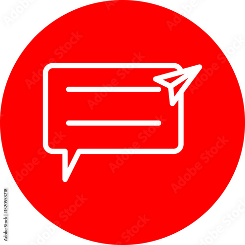 Direct Message Vector Line White Circle Red
