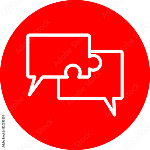 Collaborative Chat Vector Line White Circle Red