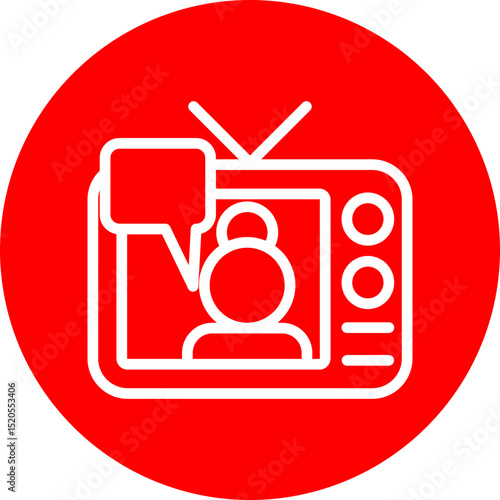 Talk Show Vector Line White Circle Red