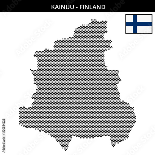 Small hexagonal dotted map of kainuu in Finland
