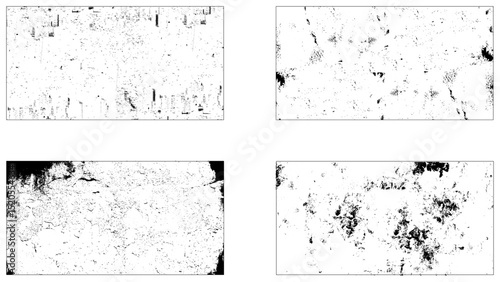 Black dotted texture element collection. Stippled shade object pack, traces soot or scratches caused by wear and tear vector illustration
