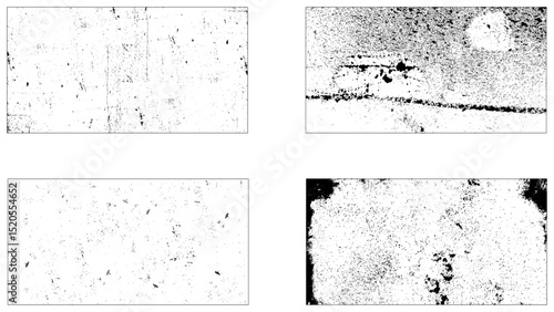 Black dotted texture element collection. Stippled shade object pack, Grunge texture monochrome set elements with spotted canvases.
