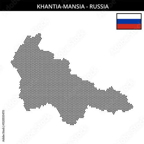 Small hexagonal dotted map of Khantia-Mansia in Russia