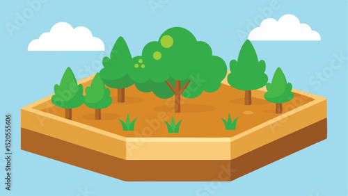 Empty Cartoon Garden Bed in Sunlight Vector illustration Background