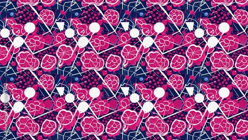 Vibrant collection of berry chic abstract geometric and nature-inspired patterns in pink, blue, and white. Perfect for backgrounds, textiles, and modern designs.