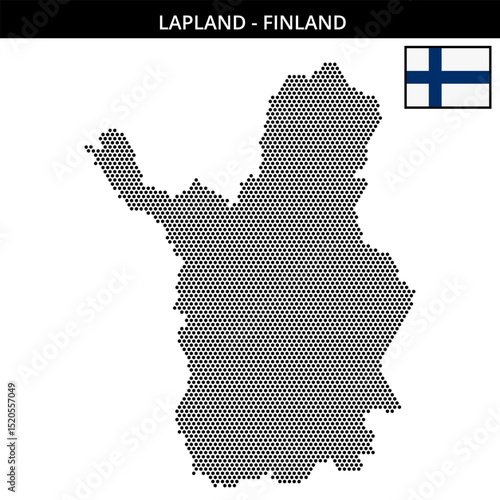 Small hexagonal dotted map of lapland in Finland