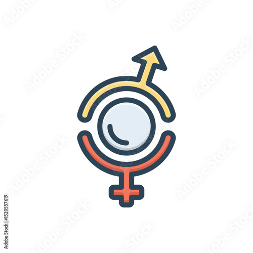Color illustration icon for gender sign