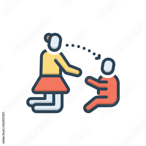 Color illustration icon for mother to child