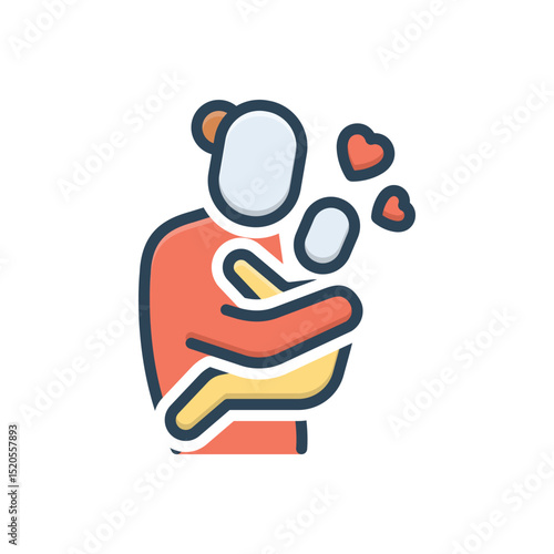 Color illustration icon for mother to child