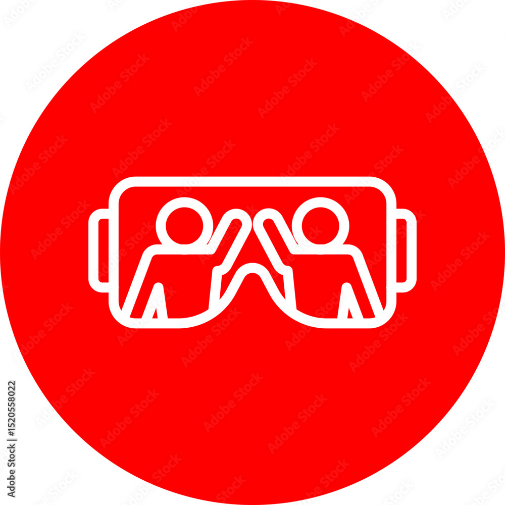 Fototapeta premium Metaverse Glasses Vector Line White Circle Red