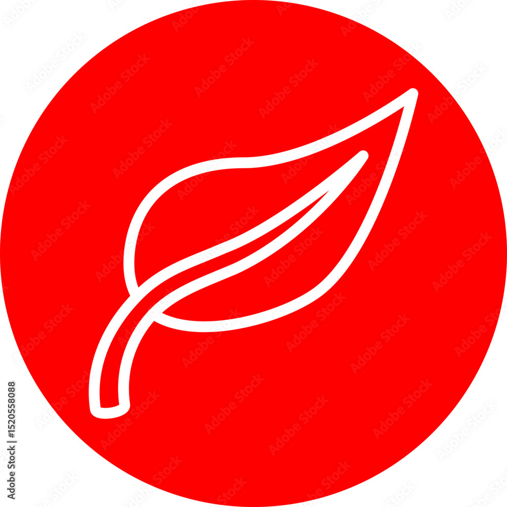 Fototapeta premium Leaf (Eco) Vector Line White Circle Red
