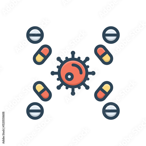 Color illustration icon for antiviral drugs