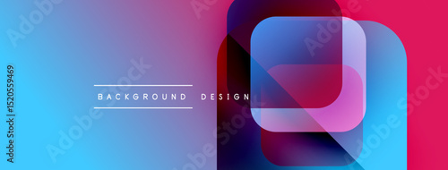 Abstract vibrant background. Overlapping shapes create modern design. Blue, purple, pink hues dominate composition. Text reads background design.