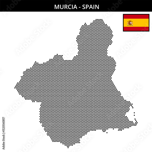 Small hexagonal dotted map of murcia in Spain