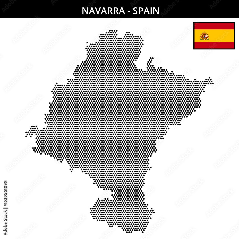 Obraz premium Small hexagonal dotted map of navarra in Spain
