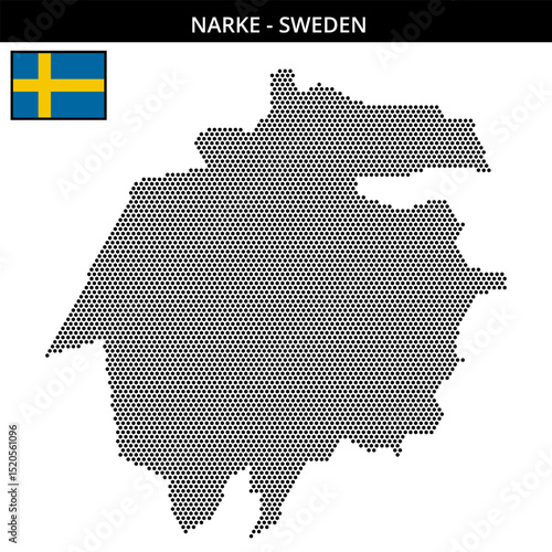 Small hexagonal dotted map of Narke in Sweden