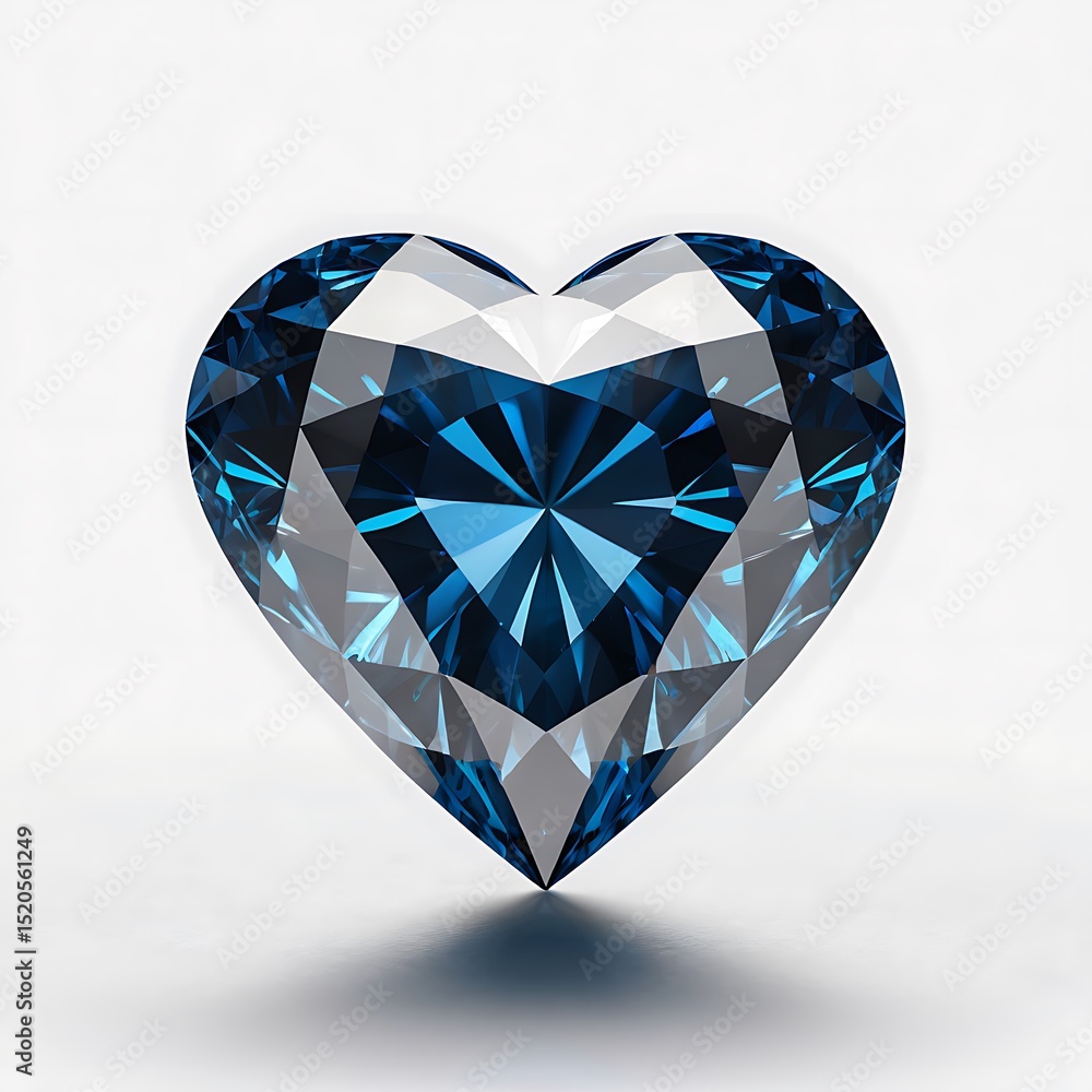Fototapeta premium Blue heart shaped diamond isolated on white background