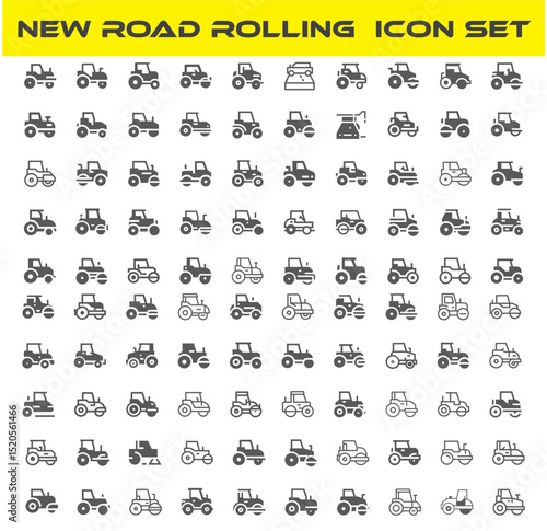 New Road Rolling Icon Set, Creative vector, web and print Icon Design. svg. Maps and Navigation icon set with map, navigation, gps, compass, directions, route, path, destination, location icons