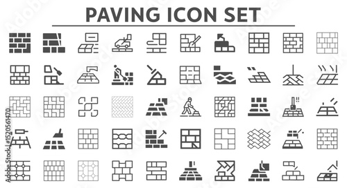 Paving Icon Set, Creative vector, web and print Icon Design. Maps and Navigation icon set with map, navigation, gps, compass, directions, route, path, destination, location icons