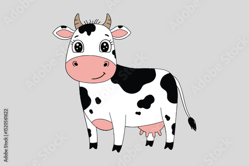 Cute cartoon cow illustration isolated on white background