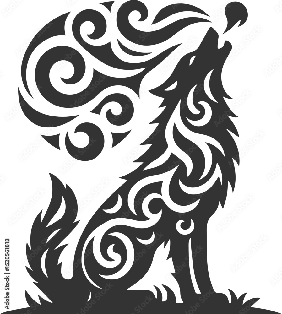 Fototapeta premium Vector element of a animal wolf artwork design silhouette