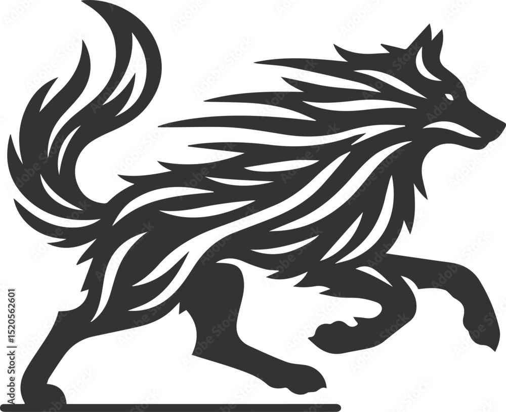 Fototapeta premium Vector element of a animal wolf artwork design silhouette