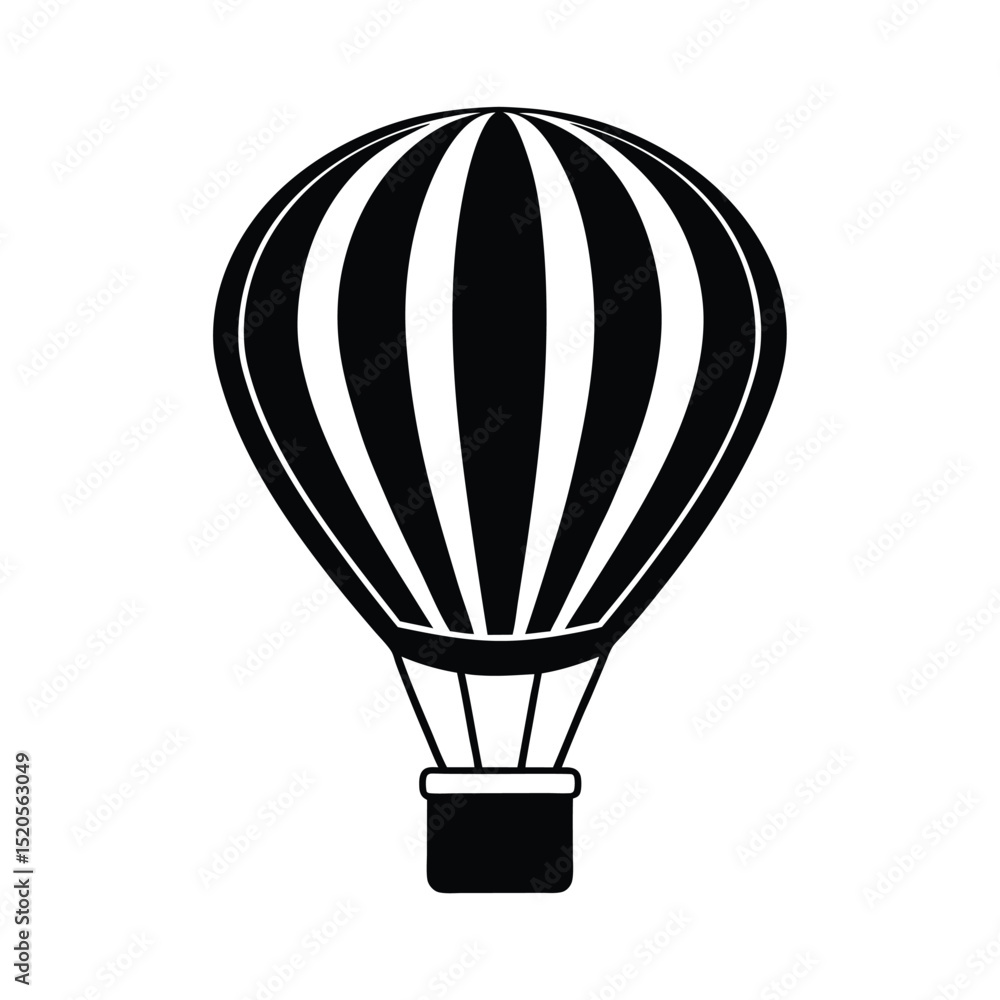 Fototapeta premium Cartoon Hot Air Balloon with Basket Icon Vector Illustration