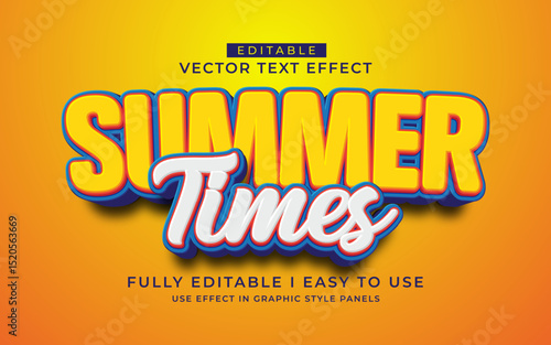 3d editable summer text effect typography style template