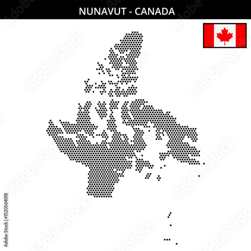 Small hexagonal dotted map of Nunavut in Canada