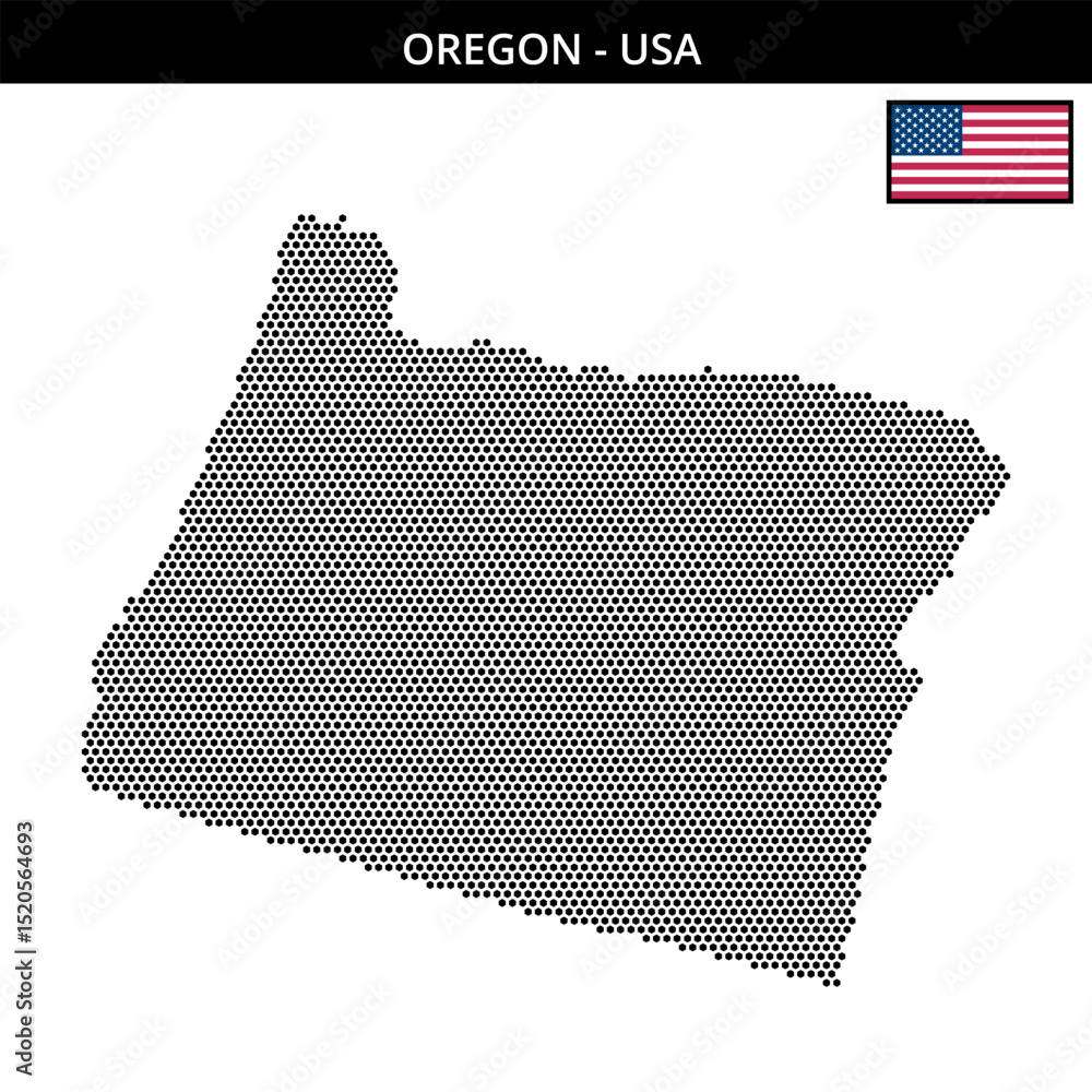 Fototapeta premium Small hexagonal dotted map of oregon in the USA