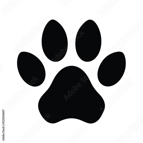 Dog Paw Print Simple Silhouette Icon Vector Illustration