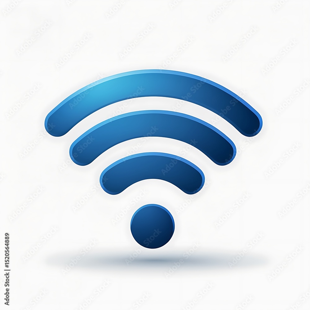 Blue wifi symbol icon isolated on white background Blue wifi symbol icon isolated on white background