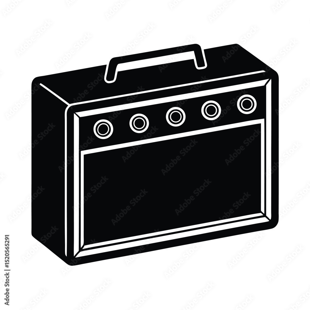 Obraz premium Guitar Amplifier with Knobs Music Icon Vector Illustration