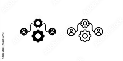 hrm and management line icon set. on white	background
