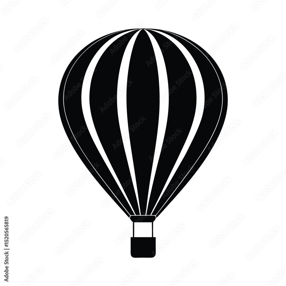 Fototapeta premium Hot Air Balloon Floating Silhouette Icon Vector Illustration