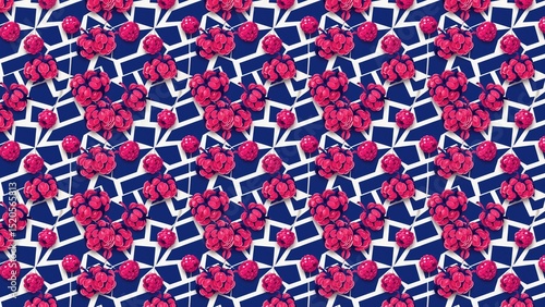 Vibrant collection of berry chic abstract geometric and nature-inspired patterns in pink, blue, and white. Perfect for backgrounds, textiles, and modern designs.